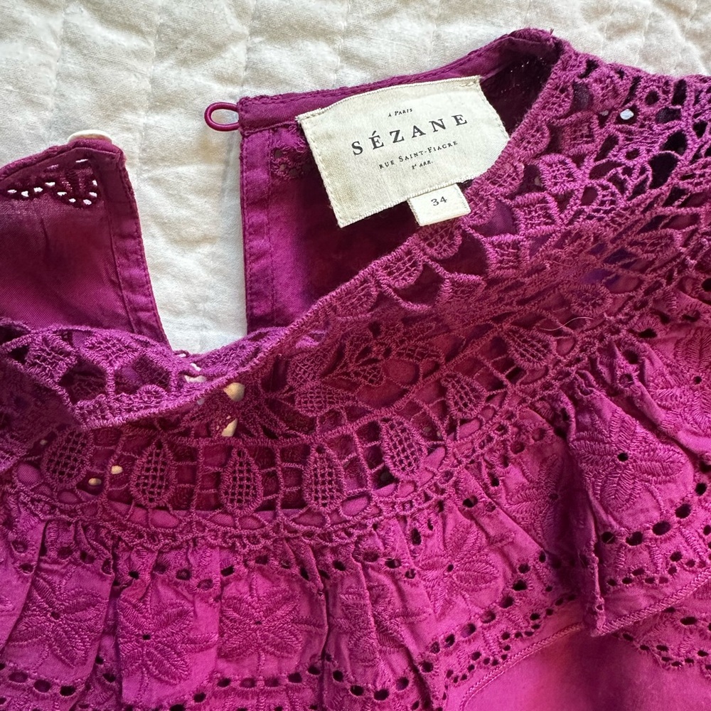 Sezane Elsa Blouse Pourpre - Size 34 - Picture 5 of 6
